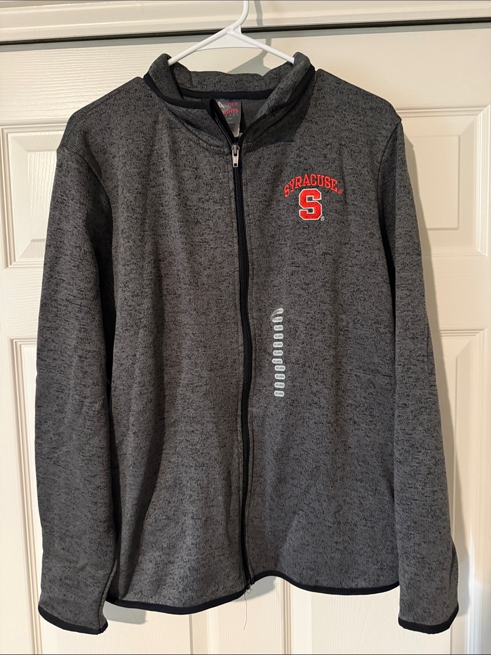 Knights Apparel Syracuse Grey Full-Zip Sweater with Orange Logo - Picture 2 of 10